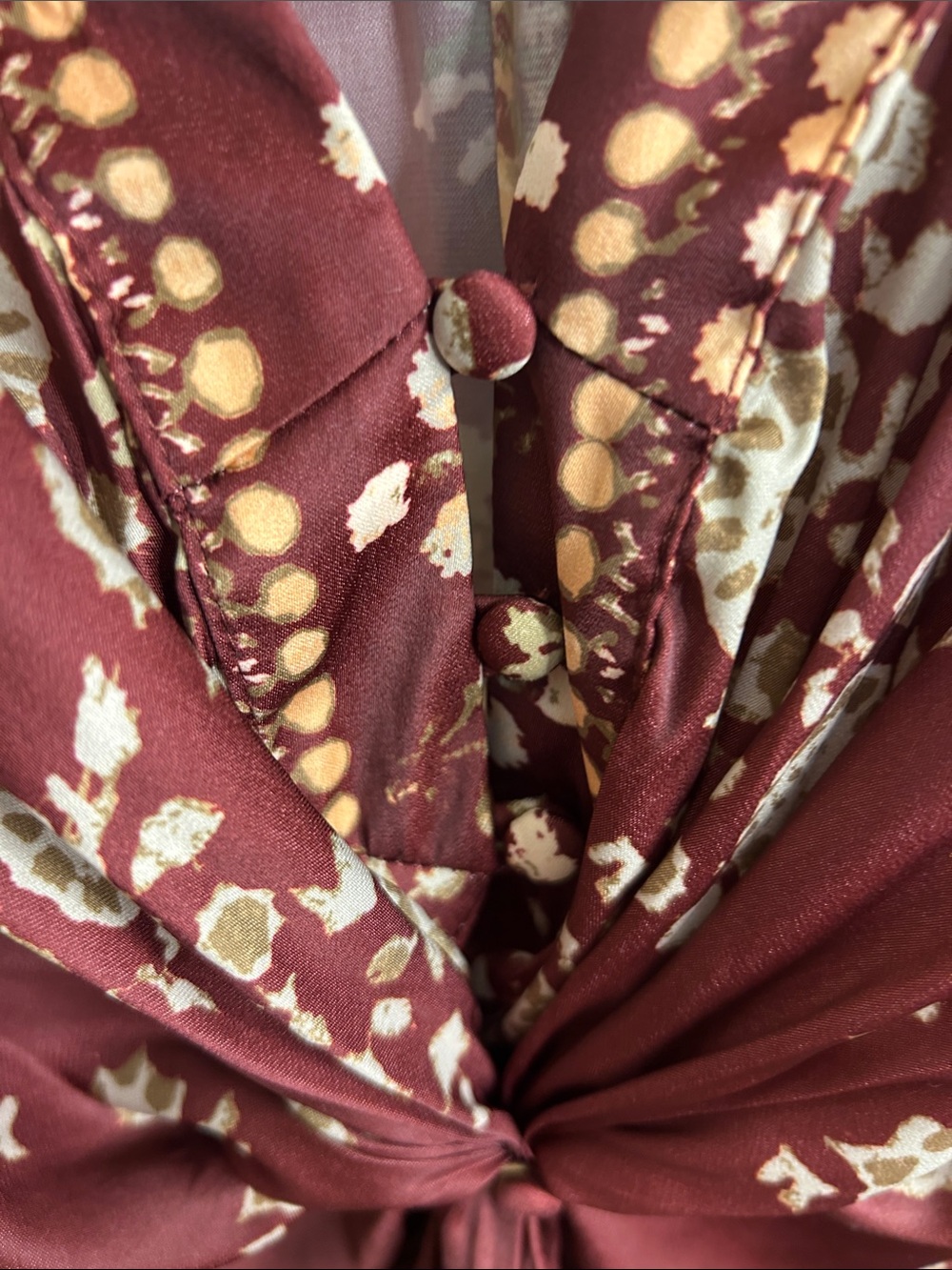 Free People Run Free Burgundy Floral Tie-Front Blouse - Picture 9 of 10